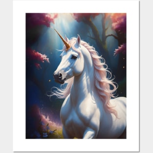 Unicorn with pink mane Posters and Art